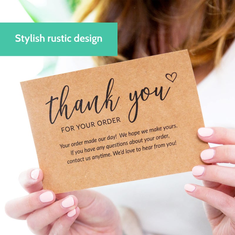 T MARIE 50 Large 4x6 Kraft Thank You Cards Small Business Supplies for Boutique Shops - Thank You For Your Order and Thanks For Supporting My Small Business - Bulk Thank You For Shopping Cards - Image 5